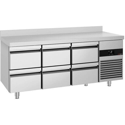 GGM Gastro Kühltisch PREMIUM - 1865x700mm - mit 6 Schubladen - Aufkantung