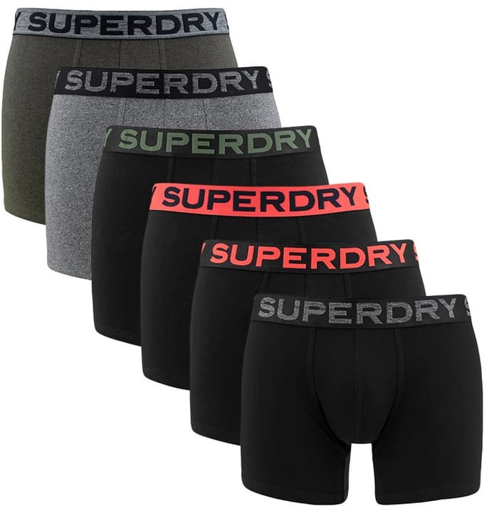 Superdry heren 6P boxers basic zwart, grijs & groen