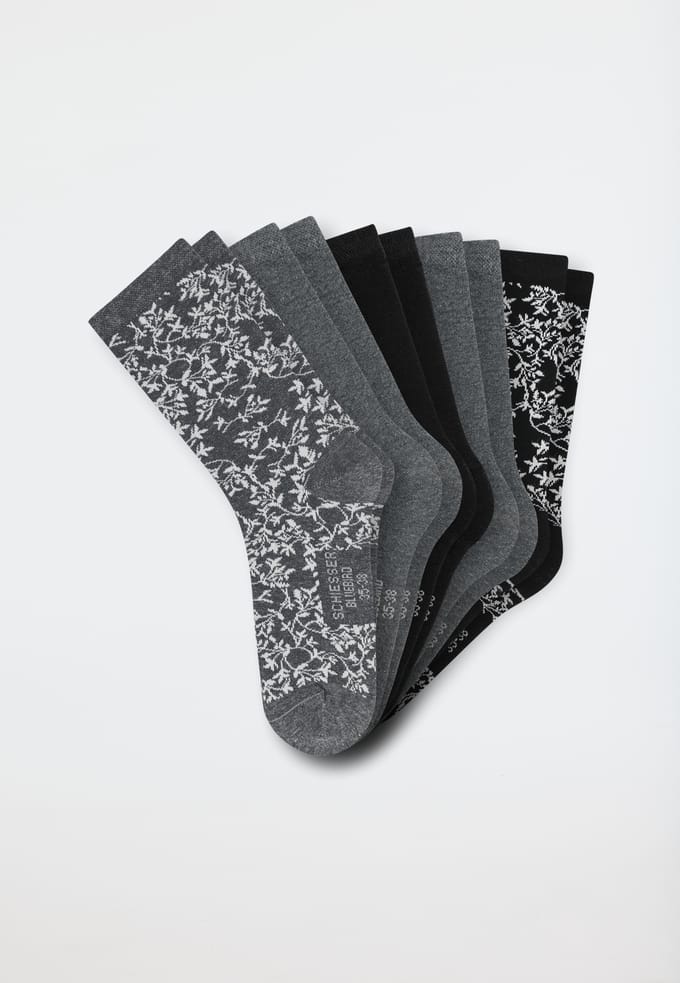 Schiesser Damessokken 5 Pack - Bluebird Dames Sokken - zwart, grijs