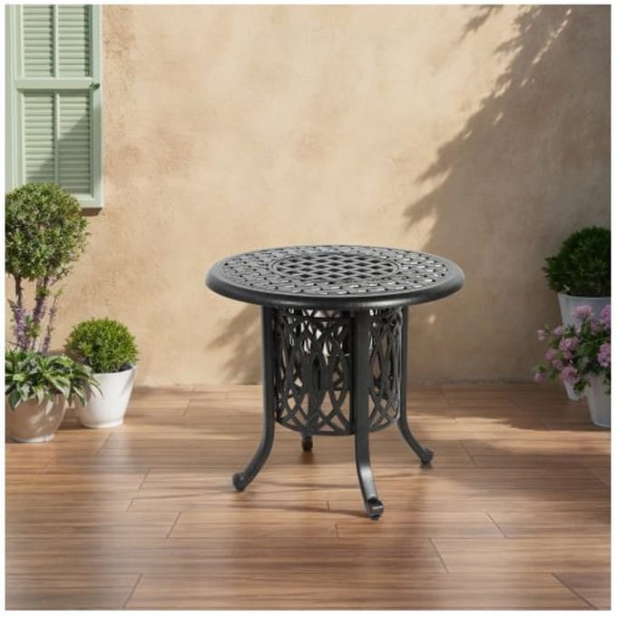 Table d'extérieur en aluminium avec seau à glace Table d'appoint en aluminium avec pieds réglables Table basse d'extérieur compacte