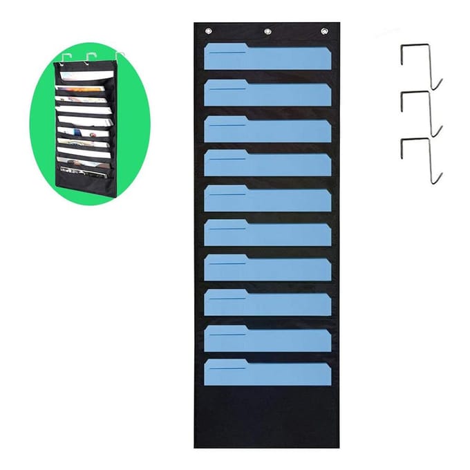 Hangende Wand Organizer 10 Zakken Wand Hangende Bestanden Organizer Opbergruimte Hangende Map voor Papieren zwart