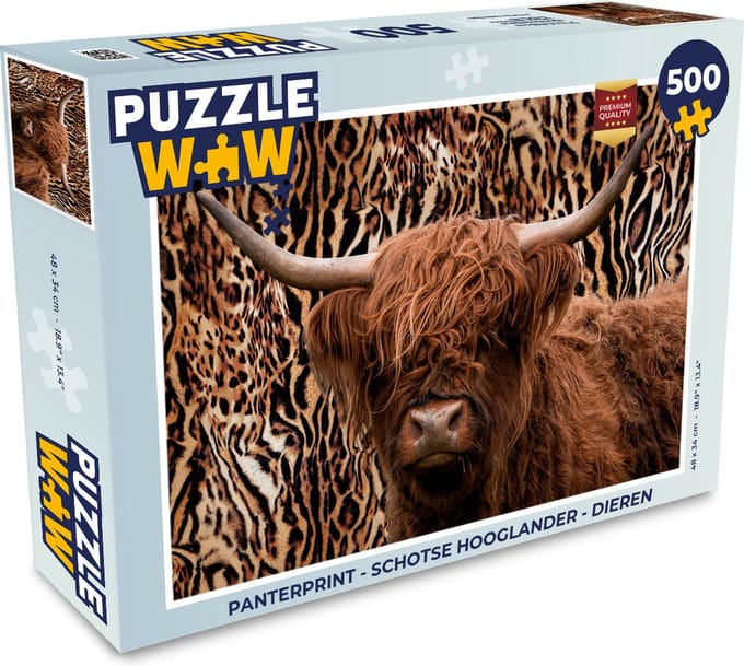 Puzzel Panterprint - Schotse hooglander - Dieren - Legpuzzel - Puzzel 500 stukjes