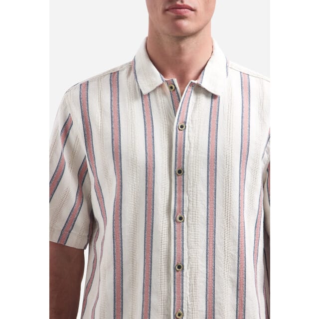 No Excess Shirt short sleeve fancy striped coral