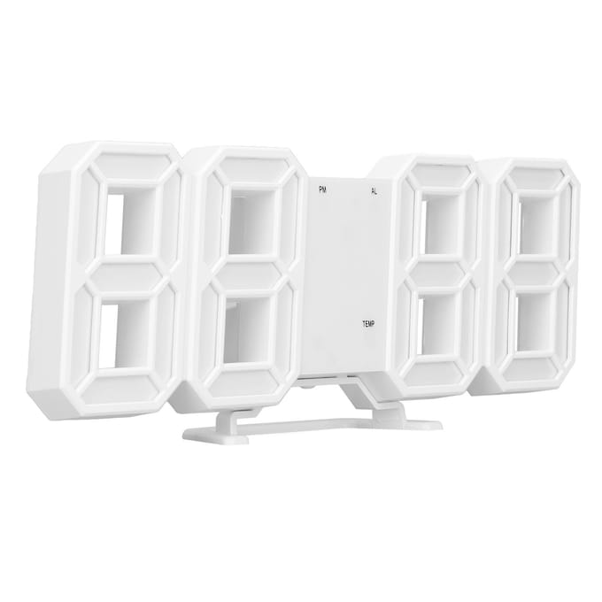 3D LED Digitale Wekker ABS Nachtlampje Temperatuur Bureau Wandklok voor Huisdecoratie Slaapkamer Wit white