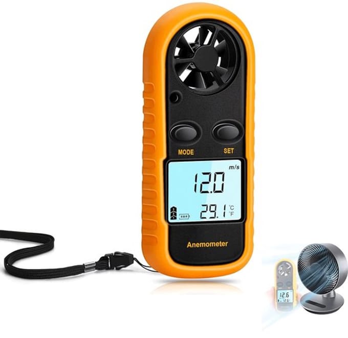 Anemometer - Handanemometer - Digitale windmeter - Windsnelheidsthermometer met digitaal LCD-scherm