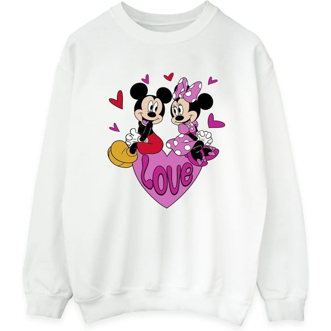 Disney Dames/Dames Love Hearts Mickey & Minnie Mouse Sweatshirt (Wit)