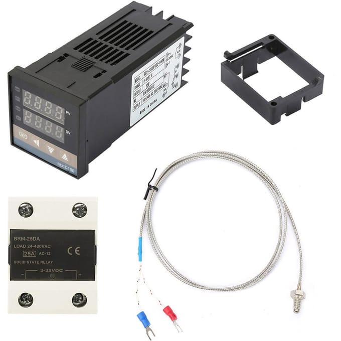 AC Digitale PID Temperatuurregelaar Kits 0?400 graden Celsius + 25A SSR + 1m M6 K-type Thermokoppel