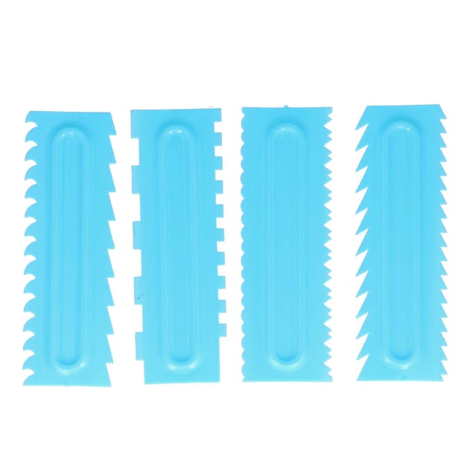 4 STUKS Taartschraper Taartdecoratie Kam Icing Gladstrijker Crème Schraper Fondant Icing Gereedschap blue