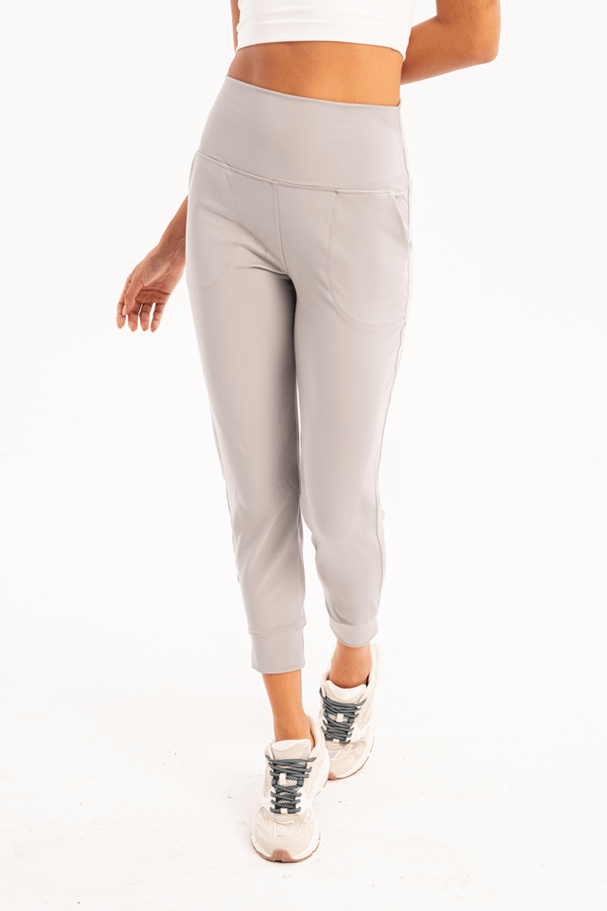 JUSTEVER High Waist Elastic Pocket Relaxed Cut Slimming Jogger Gray Women's Sweatpants - Beat