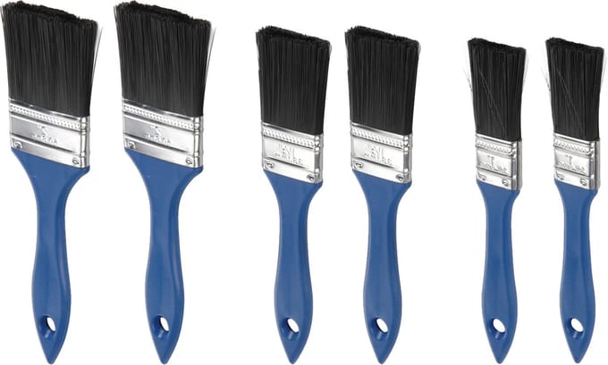FX Tools Verfkwasten set plat - set van 6x stuks - 25/38/50 mm waterbasis en oliebasis verf