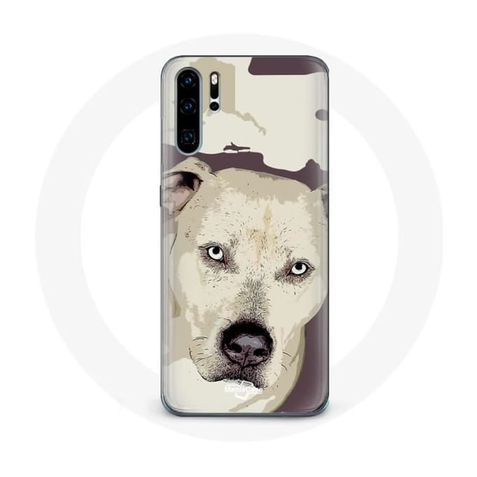Coque - MANIACASE - Huawei P30 - Souple - Chien de Pitbull - Blanc blanc