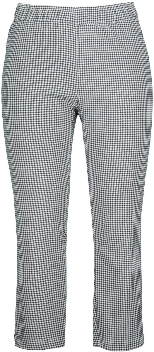 Ulla Popken - Dames - 7/8-bengalin broek Sienna vichyruit zeer elastisch - Zwart - Maat 64