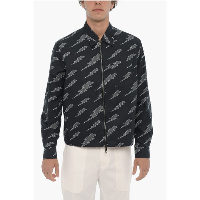 Bedrukt overshirt met ritssluiting in blauw