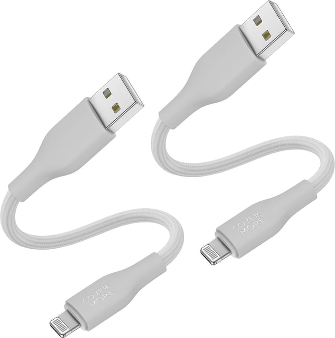 Oplaadkabel geschikt voor iPhone - Lightning kabel - Kort - 30cm - 2 stuks - Stevig - Nylon - Wit