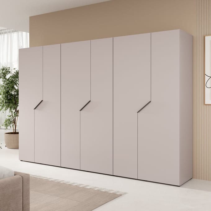 Meubella - Arena - Kledingkast 6-deurs - Beige - 300x202x50 cm