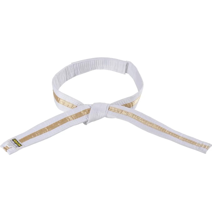 Wit/goud/wit klittenband riem budō kind Kwon