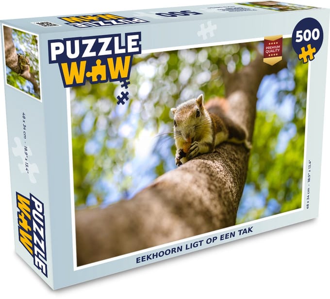 Puzzel Eekhoorn ligt op een tak - Legpuzzel - Puzzel 500 stukjes