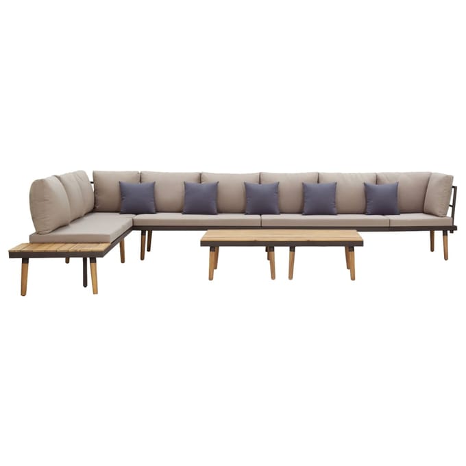 vidaXL - Loungeset - 8-zits - met - kussens - massief - acaciahout
