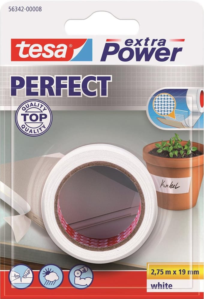 Tesa Duct Tape Extra Power Perfect - Wit - 2.75m X 19mm