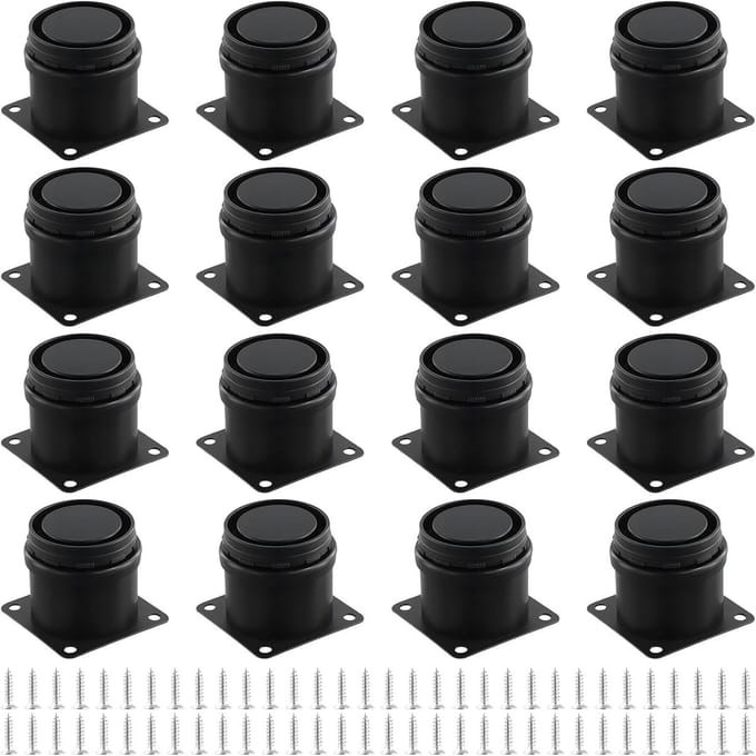 Set van 16 Verstelbare Meubelpoten Zwart Metaal 15 cm Hoogte Instelbaar