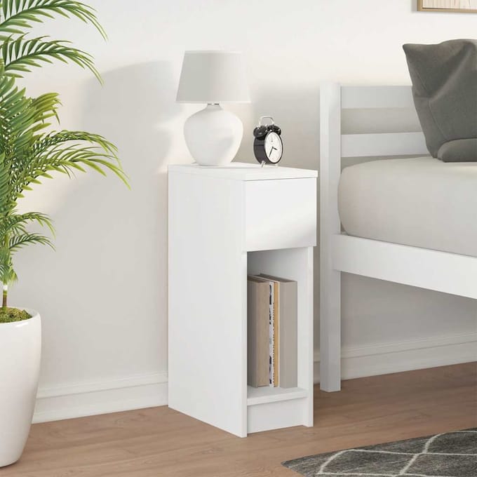 vidaXL - Nachtkastje - met - lade - 20x36x60 - cm - wit