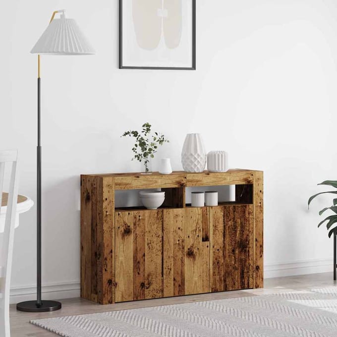 vidaXL - Dressoir - Oudhout - 116 - x - 30 - x - 75 - cm - Bewerkt - hout