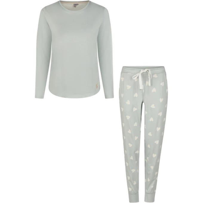 By Louise Dames Pyjama Set Lang Katoen Mintgroen - Maat M
