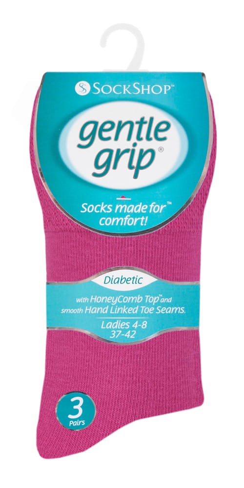 Gentle Grip - 6 paar diabetische damessokken - Roze