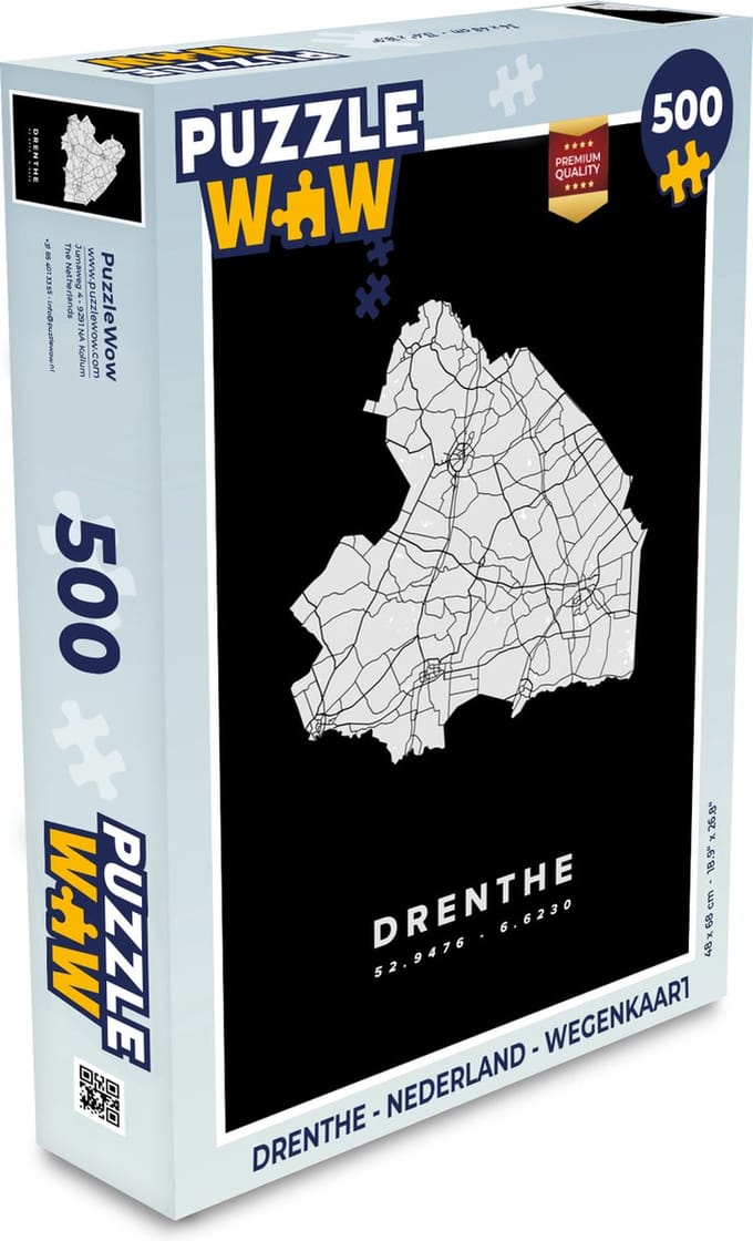 Puzzel Drenthe - Nederland - Wegenkaart - Legpuzzel - Puzzel 500 stukjes