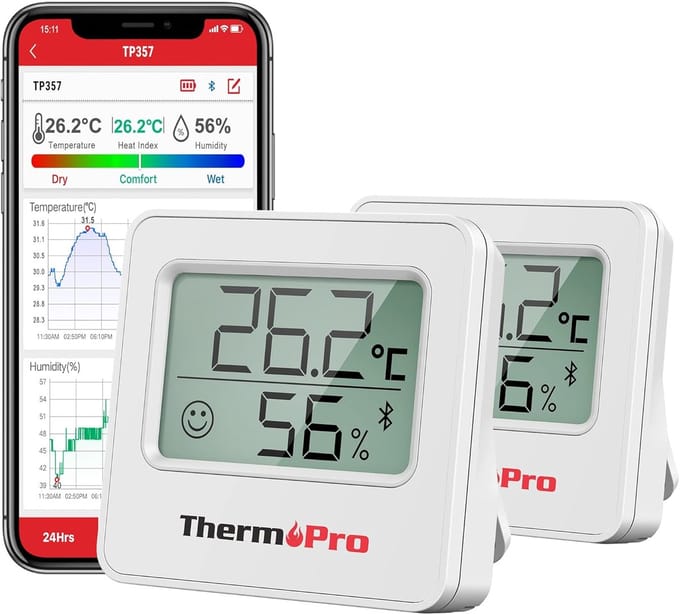 Kamer Thermometer en Hygrometer met Bluetooth en Smart App voor Binnengebruik