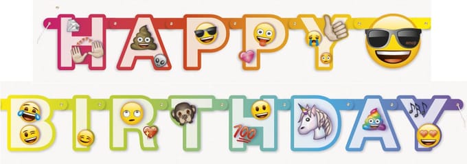 UNIQUE - Kartonnen happy birthday Emoji Rainbow banner