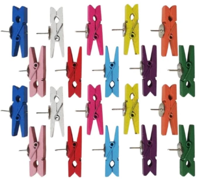 Kurk24 - Pushpins Knijpers – Gekleurd – 20 Stuks – Hout