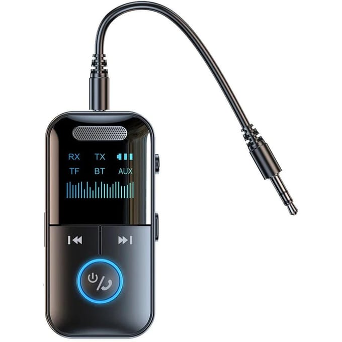 Bluetooth 5.4 Audio Adapter 3.5mm Aux Audio Ontvanger Zender Draadloze Bluetooth Adapter voor Luidspreker Oortelefoon Auto Ondersteuning TF Kaart black