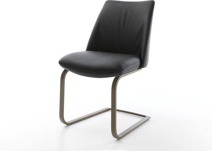 Sledestoel Elso-Flex sledemodel vlak afwerking met titanium echt leer zwart pocketveer kern
