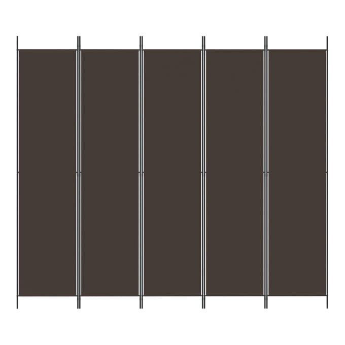 vidaXL - Kamerscherm - met - 5 - panelen - 250x220 - cm - stof - bruin