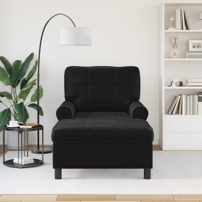 vidaXL - Chaise - Lounge - Zwart - Fluweel - 91 - x - 157 - x - 91 - cm