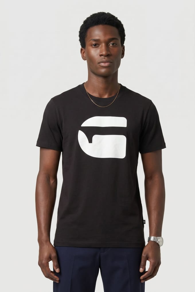 G-Star Logo Slim R T S/s Dk Black Taglia: L | Magliette basic Outlet | Uomo | Nero