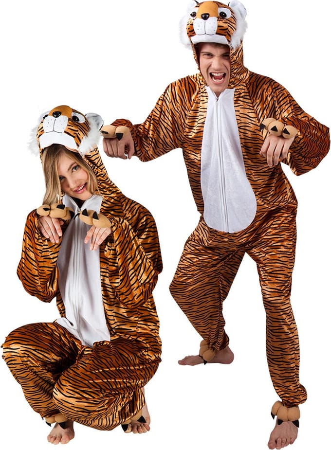 Boland - Kostuum pluche Tijger (max. 1.80 m) - Volwassenen - Tijger - Dieren