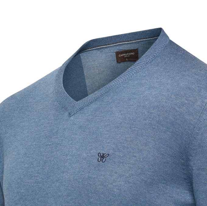 Cappuccino Italia - Heren Trui Pullover Salerno - Blauw - Maat M