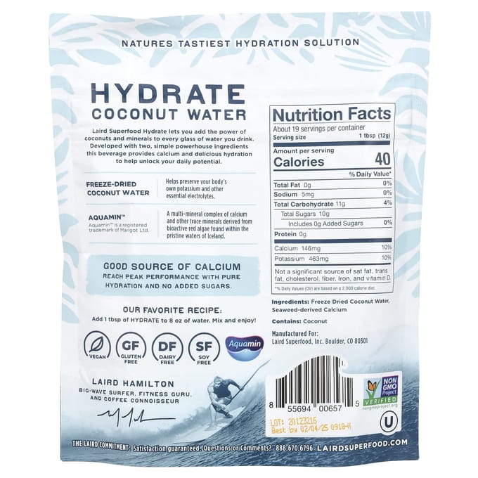 Hydratatie, Kokoswater, Origineel, 227G(8 oz)