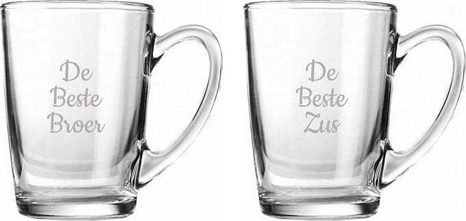 Gegraveerde Theeglas 32cl De Beste Broer- De Beste Zus