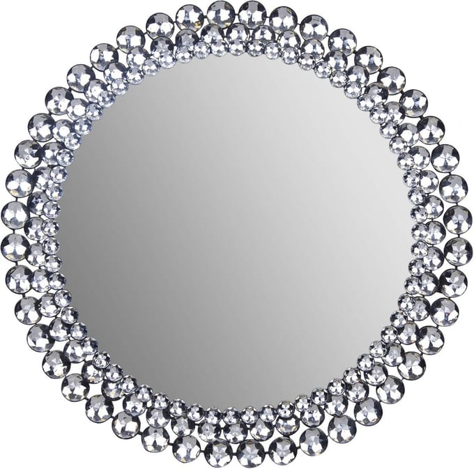 Ronde Wandspiegel met Kristallen Rand, 60 cm Diameter