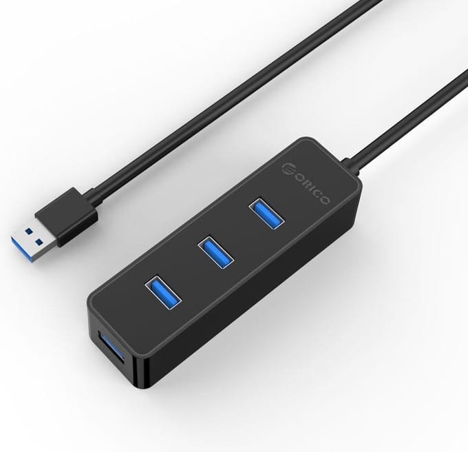 Orico - 4 poorts 5 Gbps USB 3.0 hub in strak modern design - met 30cm USB 3.0 datakabel - Zwart
