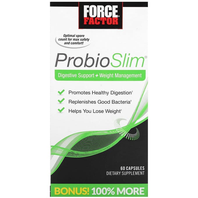 Force Factor, ProbioSlim, Soutien digestif et gestion du poids, 60 capsules