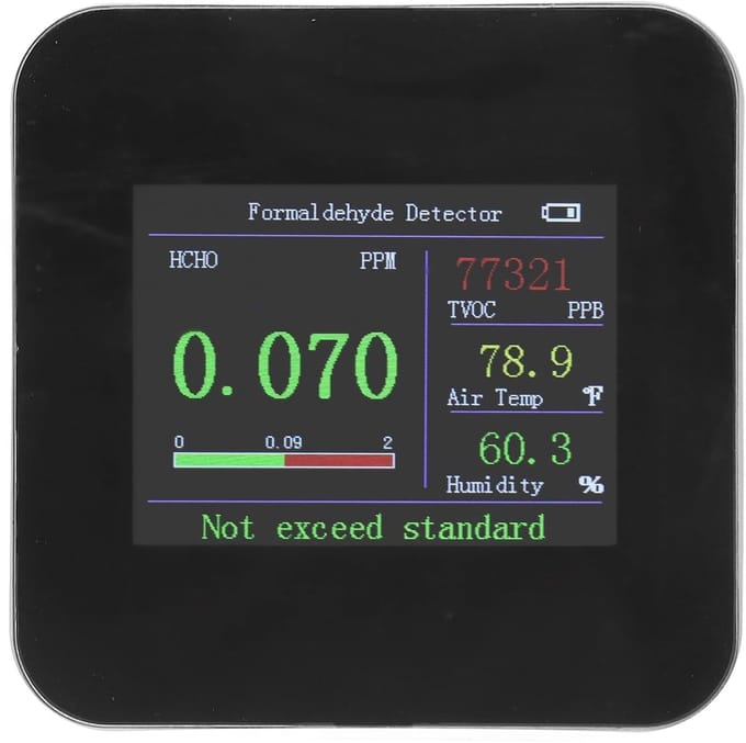 Luchtkwaliteitsmonitor - Binnenluchtmeter - Omgevingsmonitoring - Realtime CO2 meting - 8x8 cm - Wit