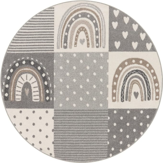 Kindertapijt Ninique grijs  120 cm rond