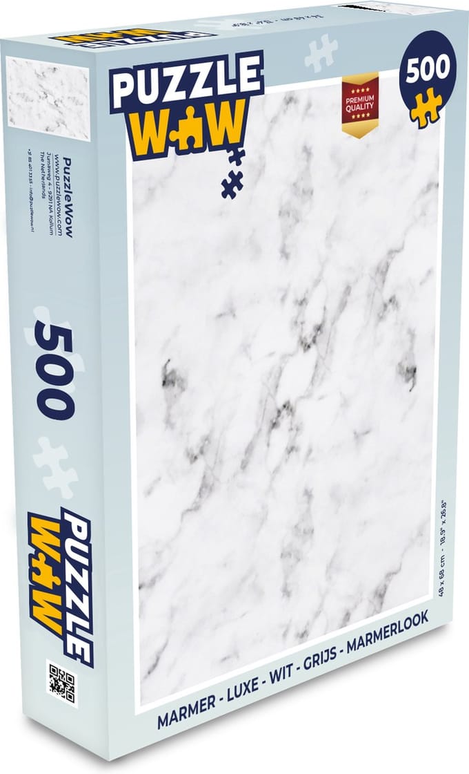 Puzzel Marmer - Luxe - Wit - Grijs - Marmerlook - Legpuzzel - Puzzel 500 stukjes