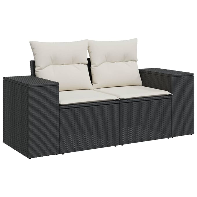 vidaXL - 9-delige - Loungeset - met - kussens - poly - rattan - zwart
