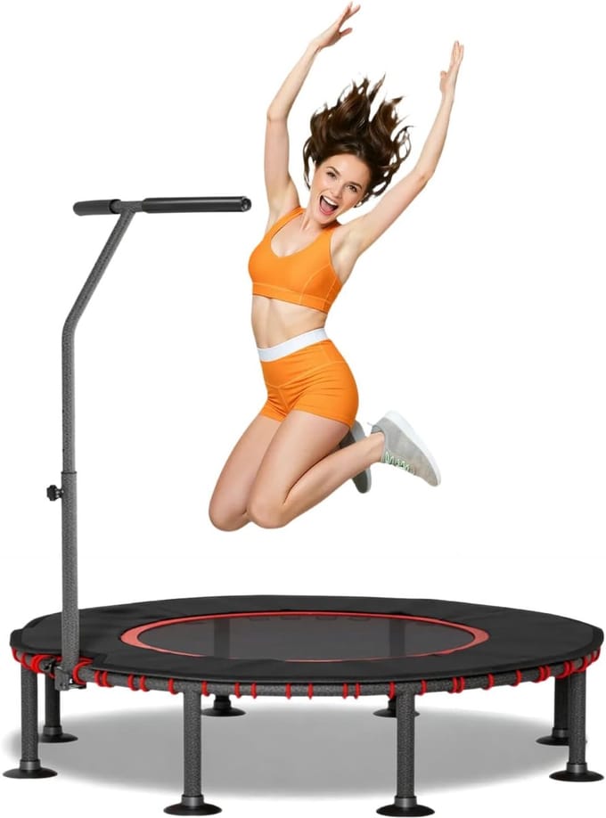 Fitness Trampoline - Rebounder Springen - Indoor Training - Stabiel Stalen Frame - 122 cm Diameter - Rood