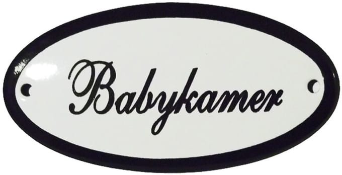 Emaille deurbord 'Babykamer' ovaal